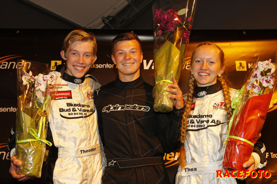 Norgescupen Formula Basic fr v: Theodor Olsen, Alf Marius Loe Sandberg och Thea Olsen.