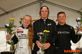Pallen Race 1 fr v: Thea Olsen, Dennis Moen och Alf Marius Loe Sandberg.